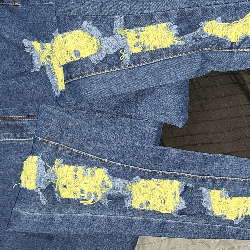Yellow Distressed Denium Jeans - Picture 2 of 7